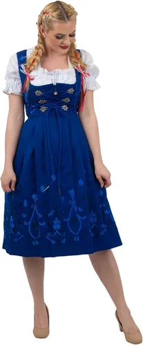 Vista 9 de Dirndl Trachten Haus Vestido de tirolesa bávara para mujer azul largo de 3 piezas para el Oktoberfest alemán