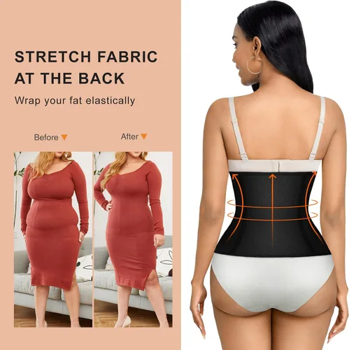 Vista 5 de Wonder-Beauty Entrenador de cintura para mujer, corsé con control de abdomen, entrenador de cintura, talla grande con 8 huesos de acero y bolsillo