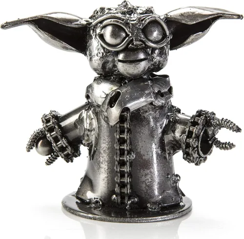 Vista 11 de KALIFANO Mini escultura de metal reciclado inspirada en xenomorfos hecha a mano con chatarra, arte de acero inspirado en alienígenas contra