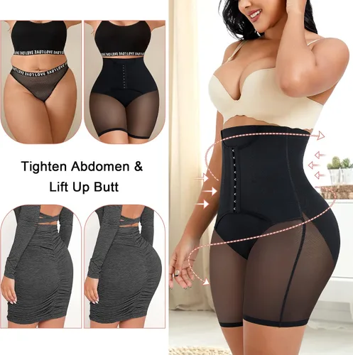 Vista 5 de REYEOGO Pantalones moldeadores para mujer, cintura alta, control de abdomen, moldeador de cuerpo, faja moldeadora de cintura, pantalones cortos más