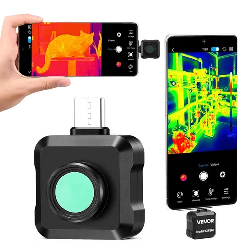 Vista 10 de VEVOR Cámara de imágenes térmicas para Android, 512 x 384 TISR Super Resolución, cámara térmica infrarroja con frecuencia de actualización de 25 HZ