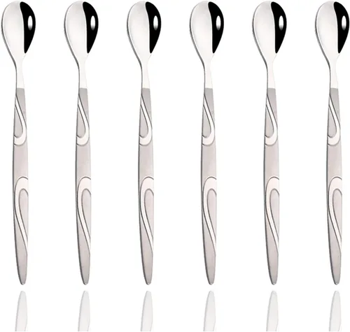 Vista 8 de JASHII Paquete de 6 mini cucharaditas de acero inoxidable para café, azúcar, postre, pastel, helado, sopa de capuchino, antepasto de 6.2 pulgadas