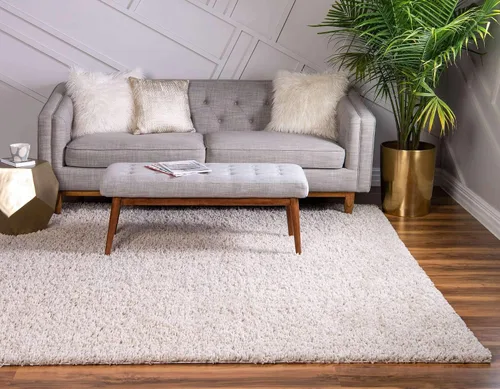 Vista 388 de Unique Loom Colección Davos Shag - Alfombra Lino