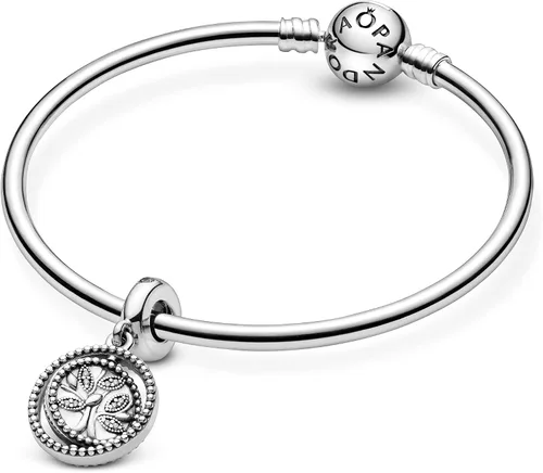 Vista 5 de PANDORA Joyería colgante de árbol genealógico giratorio con circonita cúbica en plata de ley, Metal Esmalte, Circonita cúbica