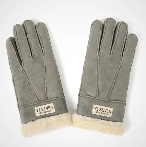 Vista 2 de YISEVEN Guantes de piel de oveja de oveja de invierno para mujer, guantes de lana