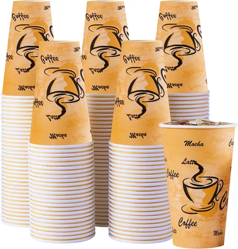 Vista 8 de Lamosi Paquete de 180 tazas de café de 12 onzas, vasos de papel desechables Tazas calientes estampadas con aislamiento grueso a prueba de fugas