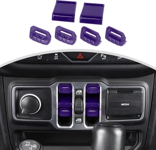 Vista 8 de Cherocar 4 piezas de cubierta de botón de interruptor de ventana Accesorios interiores para Jeep Wrangler JL JLU y Gladiator JT 2018-2026