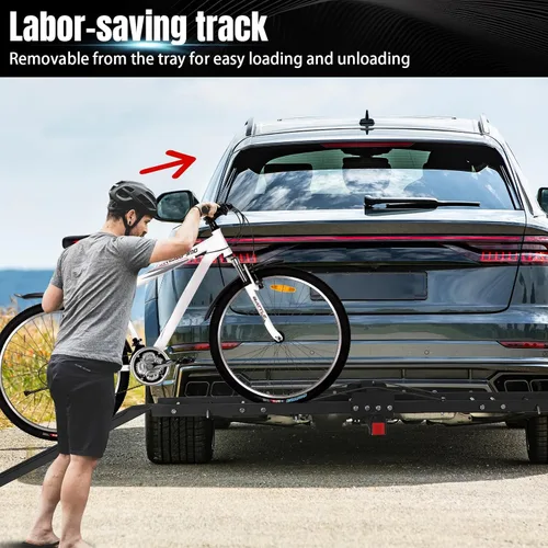 Vista 3 de Adjustable Road Bike Storage Bracket Anti Tilt Auto Trailer Holder Rust Proof for SUVs Cars Trucks