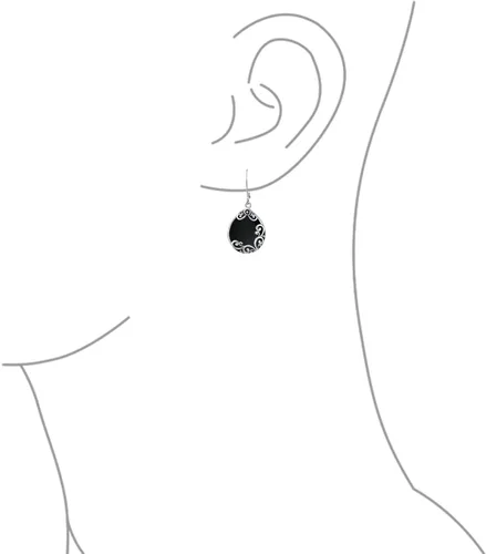 Vista 3 de Aretes colgantes de plata de ley 925 oxidados con diseño de filigrana y piedra natal del oeste de estilo bohemio con piedras natales semipreciosas