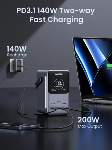 Vista 5 de UGREEN 300W 48000mAh Estación de energía portátil para acampar