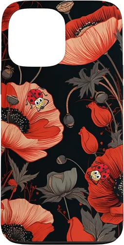 Vista 24 de Poppy Flower Ladybug Red & Black Pattern Case for iPhone 17