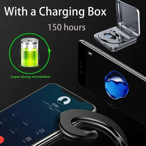 Vista 3 de IKXO Auriculares Bluetooth con gancho para el oído Bluetooth inalámbrico Estuche de carga de auriculares ligeros con cancelación de ruido