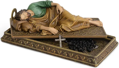 Vista 11 de Estatua Católica BC de San José Durmiente, Figura del Santo Patrono Regalo de Inauguración de Casa, Decoración Devota del Hogar, 6" L, Escultura