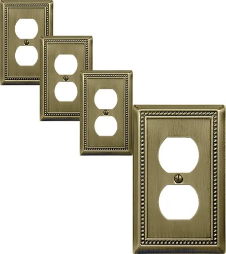 Vista 25 de OKAWYC Belaire - Cubierta para interruptor de luz de decoración individual, placa de pared de metal con cuentas, paquete de 4 unidades de bronce