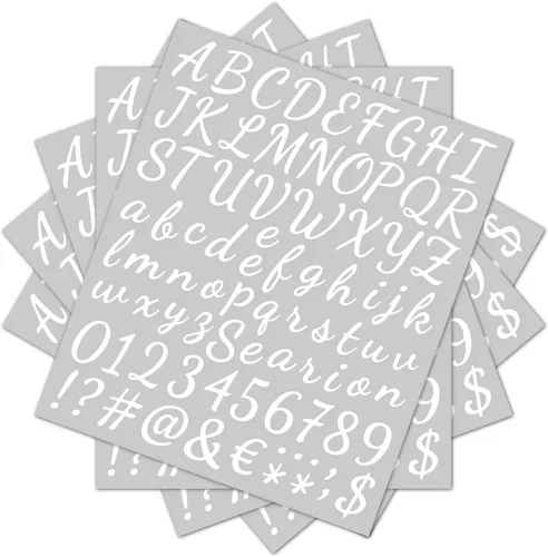 Vista 7 de Kit de 16 hojas de vinilo con letras y números, autoadhesivas, letras del alfabeto cursivo, calcomanías de letras numéricas para el hogar, oficina