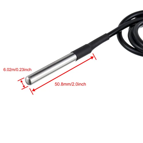 Vista 3 de BOJACK DS18B20 1M Sensor de temperatura Sonda de temperatura de acero inoxidable Paquete impermeable (paquete de 2)