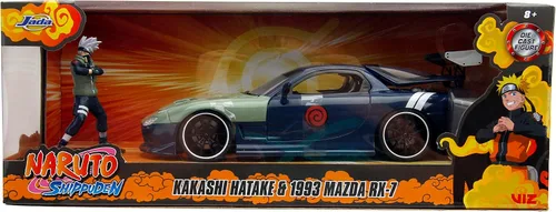 Vista 2 de Jada Naruto 1:24 1995 Mazda RX-7 - Coche fundido a presión y figura de Kakashi Hatake de 2.75 pulgadas