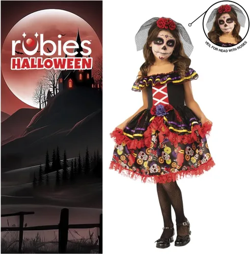 Vista 4 de Rubies Disfraz del Día de los Muertos para niña, talla M