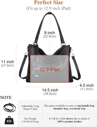 Vista 6 de Over Earth Bolsos de cuero suave para mujer, bolso de hombro tipo hobo grande
