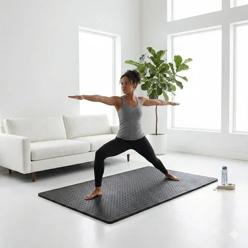 Vista 6 de BalanceFrom Tapete de ejercicio tipo rompecabezas con baldosas entrelazadas de espuma EVA para MMA – Ejercicio – Una pulgada de grosor, 24 pies Negro