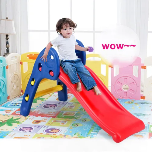 Vista 2 de BABY JOY Tobogán plegable, primer tobogán interior de plástico para escalar, juguete para niños (riel elíptico)