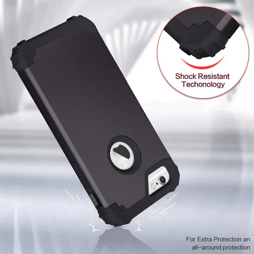 Vista 6 de IDweel Funda para iPhone 6S, funda para iPhone 6 con protector de pantalla, 3 en 1, resistente, absorción de impactos, cubierta de policarbonato