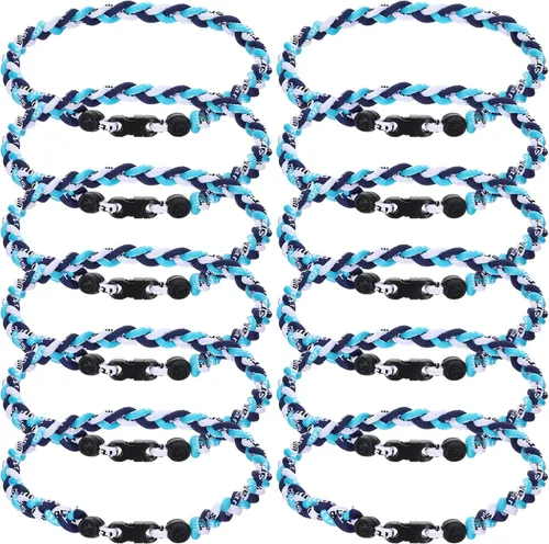 Vista 9 de Zeyune Collar de béisbol de 18 pulgadas para niños, tres cuerdas trenzadas, tornado, titanio, collar de cuerda de béisbol para hombre