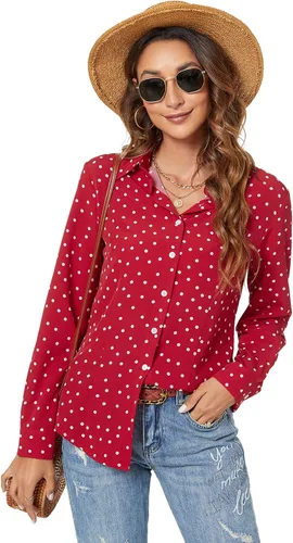 Vista 28 de Atnlewhi - Camisa de trabajo clásica con botones, manga larga, elástica, formal y casual para mujer