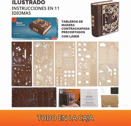 Vista 8 de UGEARS Book of Secrets - Rompecabezas 3D de madera para adultos