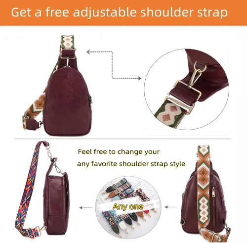 Vista 4 de WSRYDJDL Bolsa de pecho para mujer, bolso bandolera pequeño de piel sintética, mochila de hombro para viajes, senderismo, ciclismo