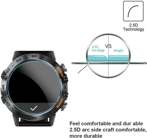 Vista 3 de Protector de pantalla para reloj inteligente S10/K52 de 1.39 pulgadas (3 piezas) 9H Tempered Glass Protective Film Compatible for Atheewon