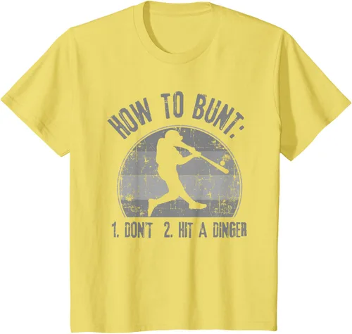 Vista 55 de Cómo Bunt Don't Hit A Dinger - Camiseta divertida de béisbol y sóftbol, Negro, S