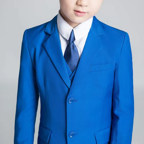 Vista 7 de YuanLu Conjunto de 5 piezas para niños, traje de niño de color azul rey
