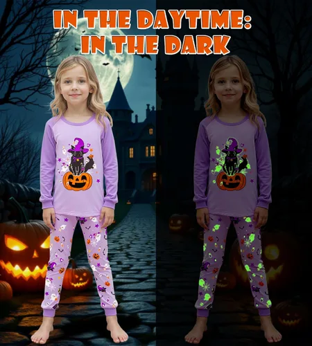 Vista 16 de HONGTEYA Ropa de Halloween para niños y niñas, ropa de esqueleto de algodón para niños pequeños, talla 3-7T