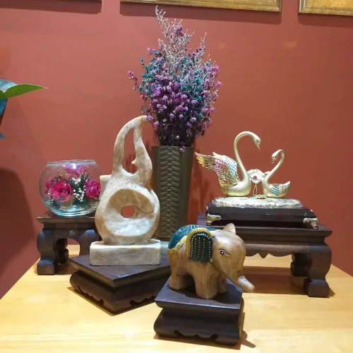 Vista 7 de Soporte de estatua de Buda para mesa de adoración, pedestal tailandés hecho a mano, soporte para tallar madera de teca, decoración del hogar, 10