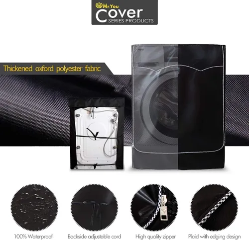 Vista 2 de Cubierta de lavadora, cubierta de lavadora/secadora para máquina de carga frontal impermeable a prueba de polvo (XXL, negro) Waterproof front-load