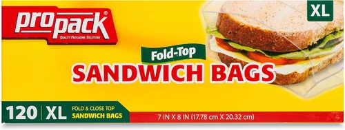 Vista 2 de Bolsas de sándwich plegables, plástico transparente extragrande