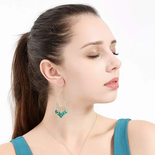 Vista 4 de Pendientes de ratán para mujer, pendientes de acrílico para mujer, pendientes de Navidad, regalo para mujer