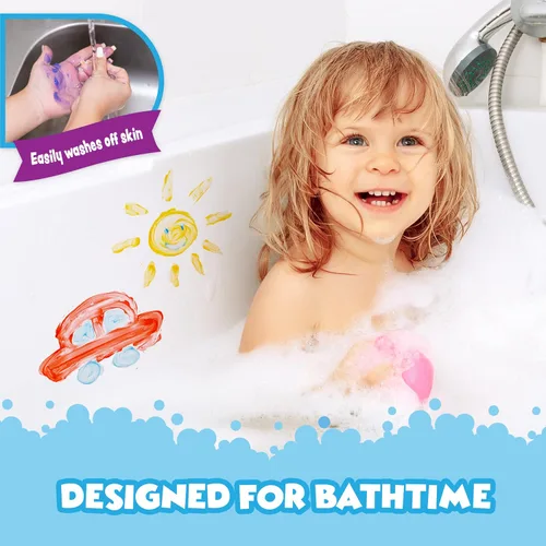 Vista 3 de Tub Works® Pintura de Bañera Jabón Juguete de Baño, Paquete de 24 Pintura de Bañera Lavable No Tóxica para Pintado con los Dedos en la Tina