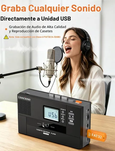 Vista 7 de Gracioso Convertidor de casete Bluetooth a MP3 con batería de 2000 mAH Transmisor y receptor Bluetooth Reproductor de cinta de casete con altavoz