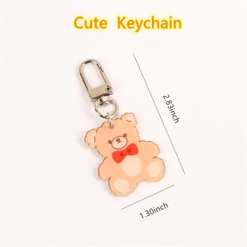 Vista 4 de Joizomou Lindas Bolsas Kawaii Carteras Monederos Estéticos Pequeña Bolsa Bandolera de Pana con Llaveros de Oso Regalo Kawaii para Mujeres