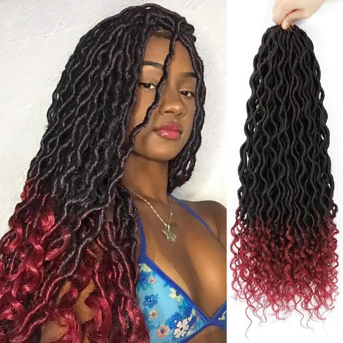 Vista 42 de Cabello Corto de Locs Falsos para Crochet Pre-Enrollado 12 Pulgadas 6 Paquetes Cabello de Locs de Diosa para Crochet Locs Falsos Suaves con Puntas
