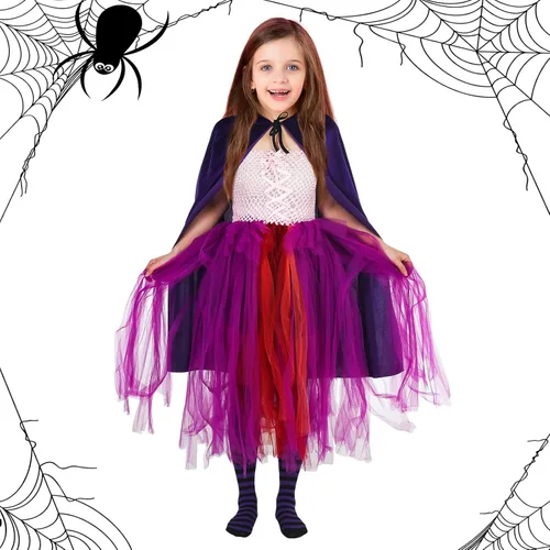 Vista 5 de Hercicy Juego de 5 piezas de disfraz de bruja de Halloween, calcetines a rayas para festival, bolsa de truco o trato de calabaza para niños y niñas