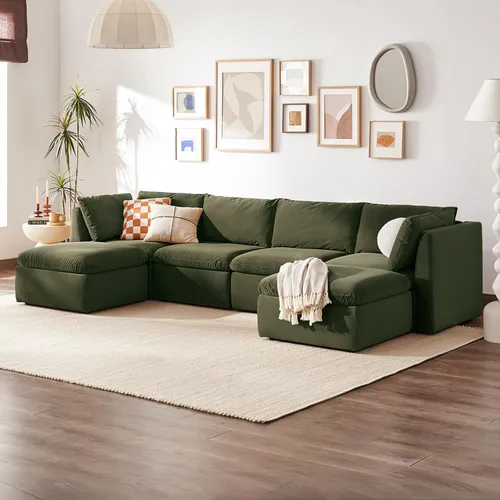 Vista 30 de mopio Sofá Seccional Modular de Gran Tamaño con Fundas Completamente Extraíbles y Almacenamiento, Convertible en Forma de U, en Forma de L