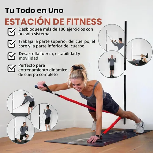Vista 4 de Aluminum Wall-Mounted Anchor Fitness System - Adjustable, Multi-Functional, Space Saving Home Gym Solution for Strength Training, Workout Goals
