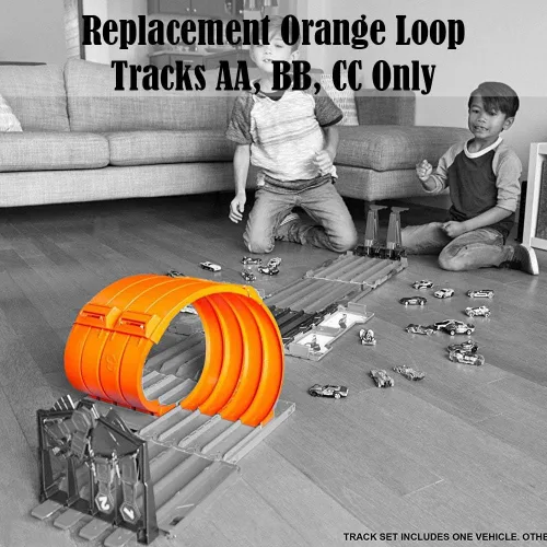 Vista 5 de Piezas de repuesto para Hot Wheels Playset FTH77 - Track Builder System Race Crate Die-Cast Car Track ~ Reemplazo Orange Loop Tracks AA, BB, CC