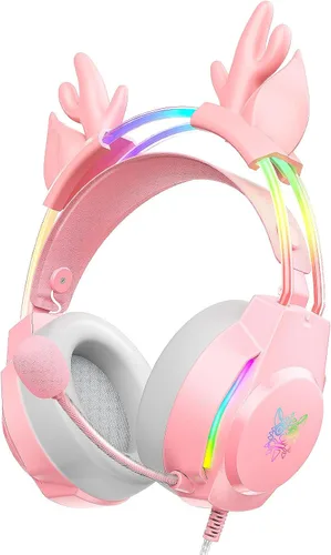 Vista 11 de Auriculares para juegos con micrófono, auriculares con orejas de gato para PC, portátil, PS4, PS5, Xbox, interruptor, iluminación RGB arcoíris
