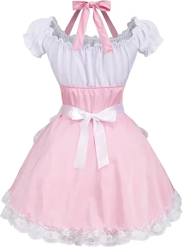 Vista 3 de Colorful House Disfraz de sirvienta con delantal francés para cosplay de anime para mujer