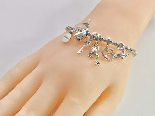 Vista 3 de Bolenvi - Abalorio de plata de ley 925 con diseño de tiburón blanco para pulseras o collares