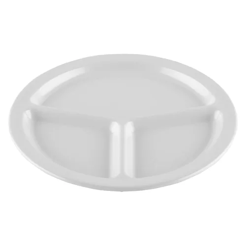 Vista 21 de G.E.T. CP-530-T Tan 9" 3-Compartment Plate, Break Resistant Dishwasher Safe Melamine Plastic, Supermel Collection (Pack of 12)
